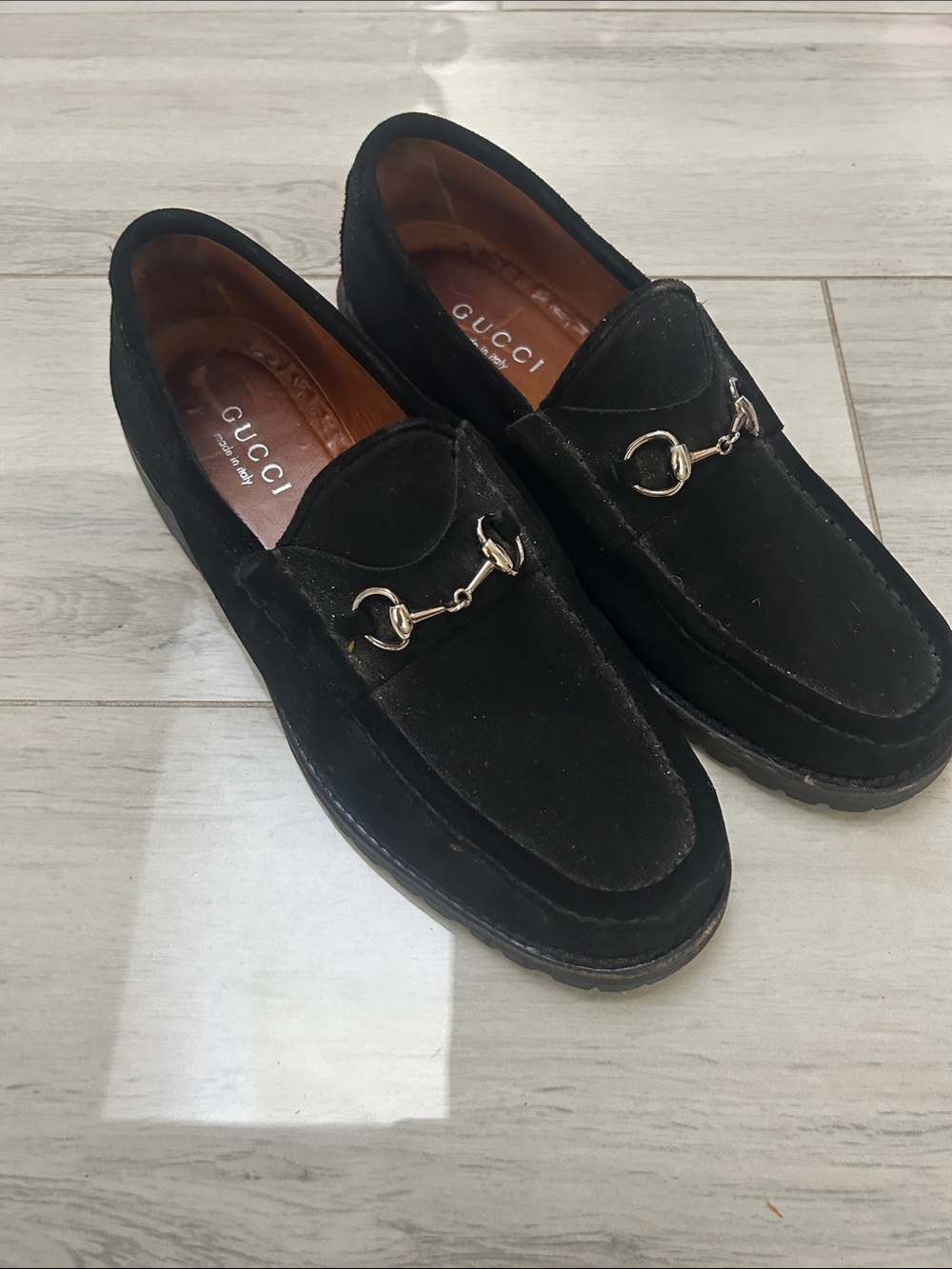 Gucci Black Suede Women’s Horsebit Loafers